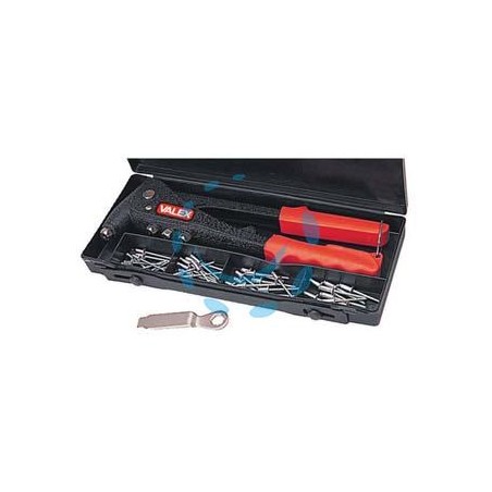 RIVETTATRICE CON 4 TESTE INTERCAMBIABILI - kit in blister con rivetti assortiti