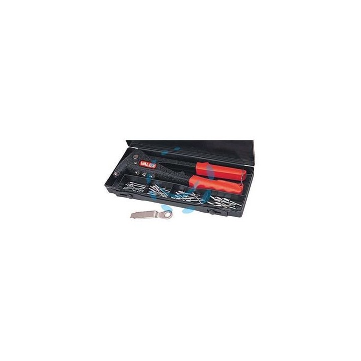 RIVETTATRICE CON 4 TESTE INTERCAMBIABILI - kit in blister con rivetti assortiti