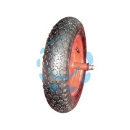 RUOTA PER CARRIOLA PNEUMATICA CON CARRARMATO PERNO MM.12X210 - perno mm.12x210, interasse mm.150