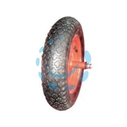 RUOTA PER CARRIOLA PNEUMATICA CON CARRARMATO PERNO MM.12X210 - perno mm.12x210, interasse mm.150