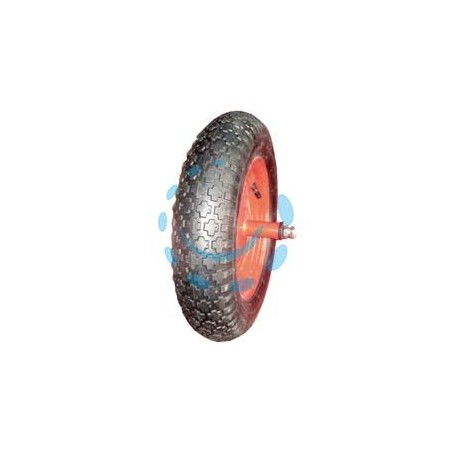 RUOTA PER CARRIOLA PNEUMATICA CON CARRARMATO PERNO MM.12X210 - perno mm.12x210, interasse mm.150