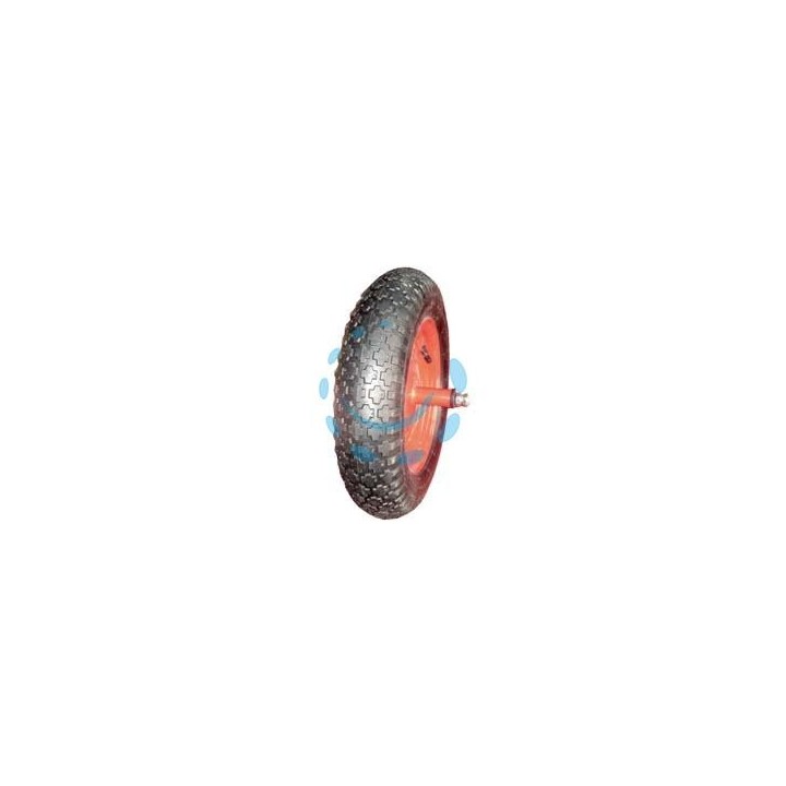 RUOTA PER CARRIOLA PNEUMATICA CON CARRARMATO PERNO MM.12X210 - perno mm.12x210, interasse mm.150