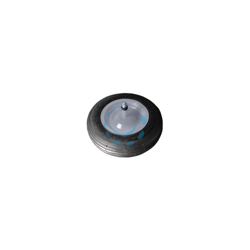 RUOTA PER CARRIOLA GOMMA PIENA PERNO MM.12X210 - perno mm.12x210, interasse mm.150