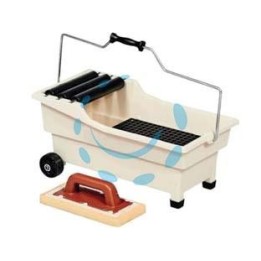 VASCHETTA LAVAGGIO "PULIRAPID" LT.20 KIT GRIGLIA 3 RULLI E 1 FRATTONE - cm.56x30x30h. - portata lt.20