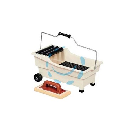 VASCHETTA LAVAGGIO "PULIRAPID" LT.20 KIT GRIGLIA 3 RULLI E 1 FRATTONE - cm.56x30x30h. - portata lt.20
