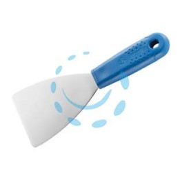 SPATOLA CON MANICO IN PLASTICA ANGOLI TONDI ACCIAIO INOX PER STUCCO - mm.60 - 54287