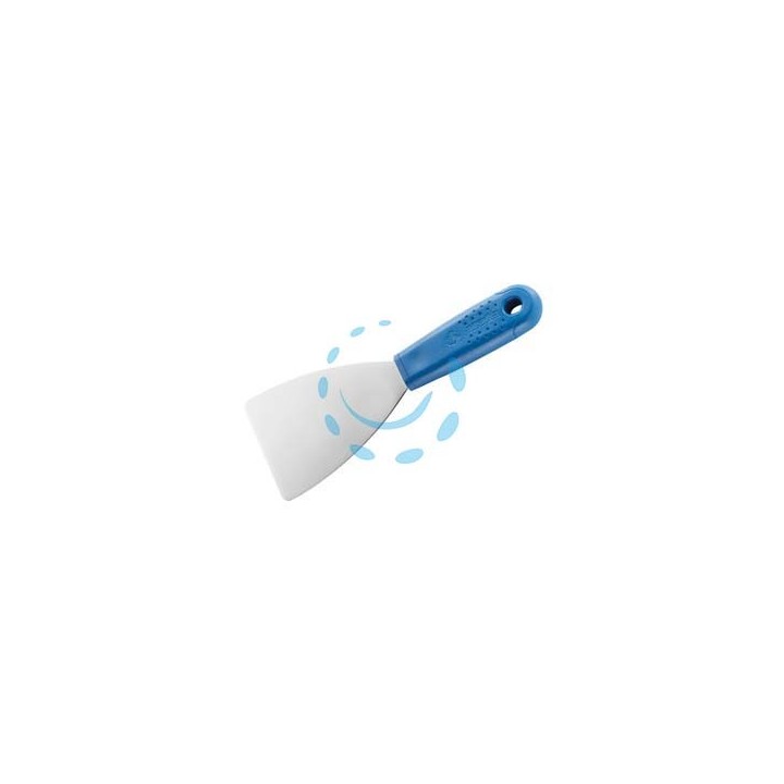 SPATOLA CON MANICO IN PLASTICA ANGOLI TONDI ACCIAIO INOX PER STUCCO - mm.100 - 54289