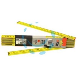 DOPPIOMETRO IN LEGNO GIALLO - testata rosso/nera con bollo