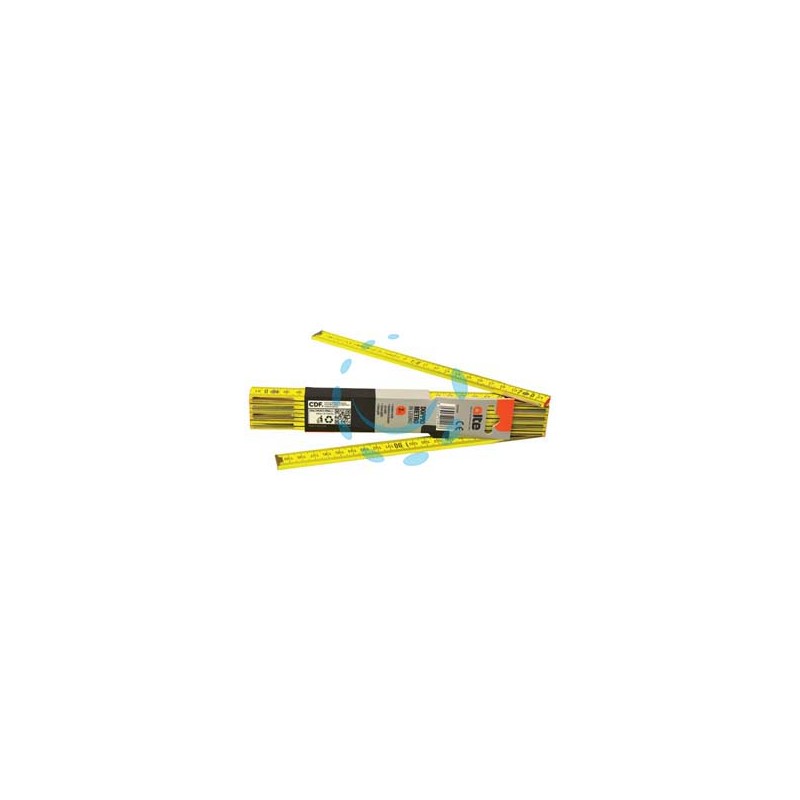 DOPPIOMETRO IN LEGNO GIALLO - testata rosso/nera con bollo