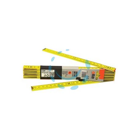 DOPPIOMETRO IN LEGNO GIALLO - testata rosso/nera con bollo
