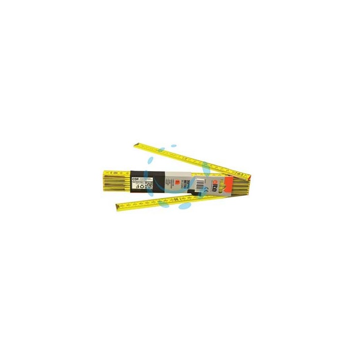 DOPPIOMETRO IN LEGNO GIALLO - testata rosso/nera con bollo