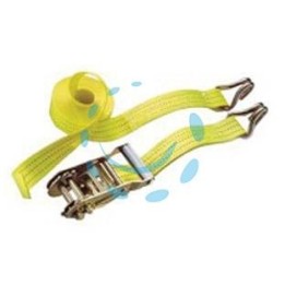 CINGHIA CON GANCI A J E CRICCHETTO COLORE GIALLO - mt.4,5 x mm.25h. - portata Kg.1000