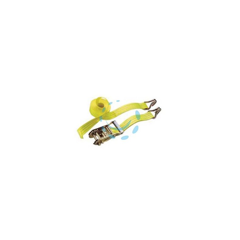 CINGHIA CON GANCI A J E CRICCHETTO COLORE GIALLO - mt.6 x mm.35h. - portata Kg.2000