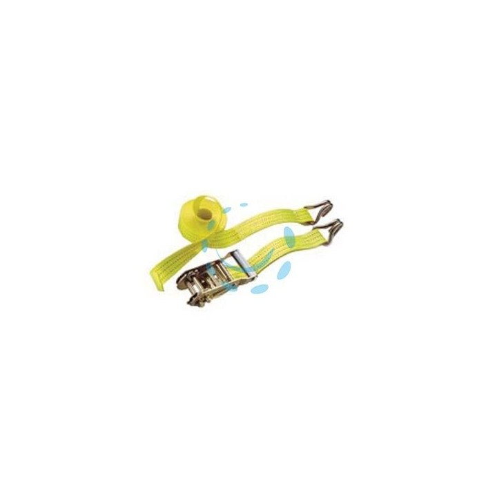 CINGHIA CON GANCI A J E CRICCHETTO COLORE GIALLO - mt.6 x mm.35h. - portata Kg.2000