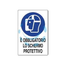 CARTELLO "E' OBBLIGATORIO LO SCHERMO PROTETTIVO" - cm.20x30h. in plastica