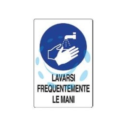 CARTELLO "LAVARSI FREQUENTEMENTE LE MANI" - cm.20x30h. in plastica