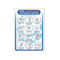 CARTELLO "COME LAVARSI LE MANI" - cm.35x50h. in plastica