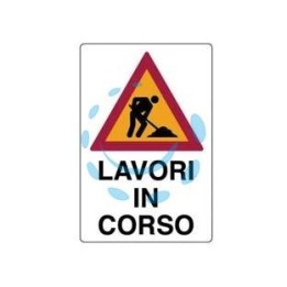 CARTELLO "LAVORI IN CORSO" - cm.50x70h. in plastica