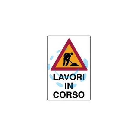 CARTELLO "LAVORI IN CORSO" - cm.50x70h. in plastica