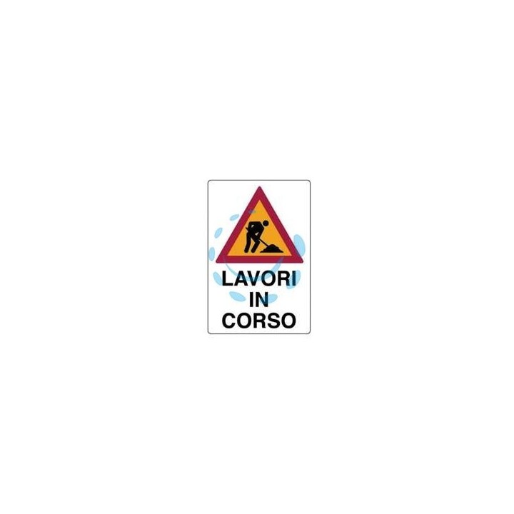 CARTELLO "LAVORI IN CORSO" - cm.50x70h. in plastica