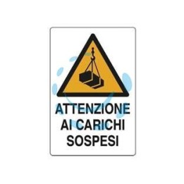 CARTELLO "ATTENZIONE CARICHI SOSPESI" - cm.50x70h. 