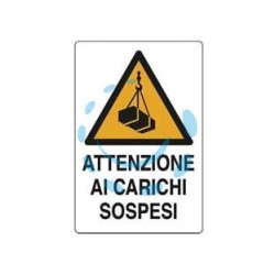 CARTELLO "ATTENZIONE CARICHI SOSPESI" - cm.50x70h. 
