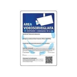 CARTELLO "AREA VIDEOSORVEGLIATA DATI CONSERVATI 24H" - cm.20x30h. 