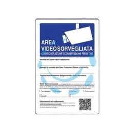 CARTELLO "AREA VIDEOSORVEGLIATA DATI CONSERVATI 48H" - cm.20x30h. 