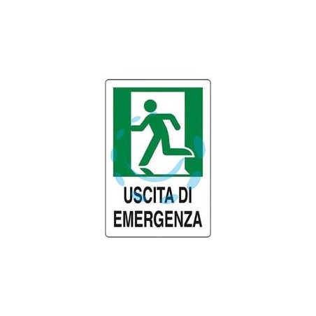 CARTELLO " USCITA DI EMERGENZA A SINISTRA" - cm.20x30h. 