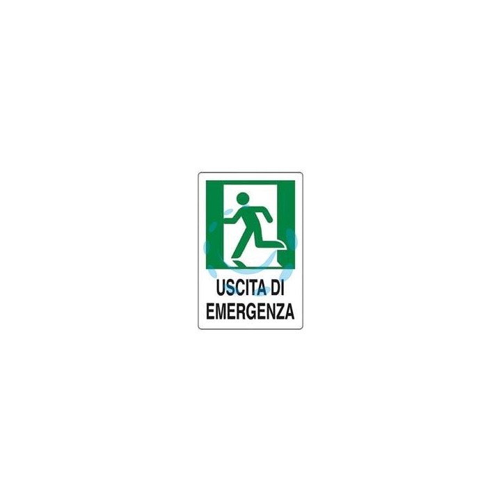 CARTELLO " USCITA DI EMERGENZA A SINISTRA" - cm.20x30h. 