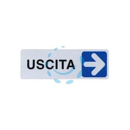 TARGHETTA ADESIVA "USCITA" (FRECCIA A DESTRA) - cm.15X5h.