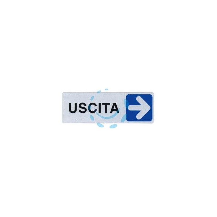 TARGHETTA ADESIVA "USCITA" (FRECCIA A DESTRA) - cm.15X5h.