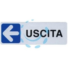 TARGHETTA ADESIVA "USCITA" (FRECCIA A SINISTRA) - cm.15X5h.