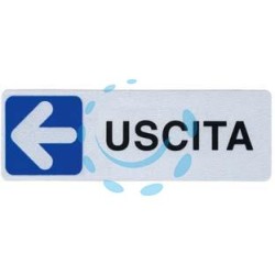 TARGHETTA ADESIVA "USCITA" (FRECCIA A SINISTRA) - cm.15X5h.