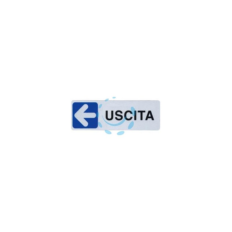 TARGHETTA ADESIVA "USCITA" (FRECCIA A SINISTRA) - cm.15X5h.