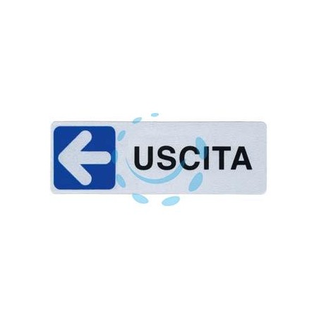 TARGHETTA ADESIVA "USCITA" (FRECCIA A SINISTRA) - cm.15X5h.
