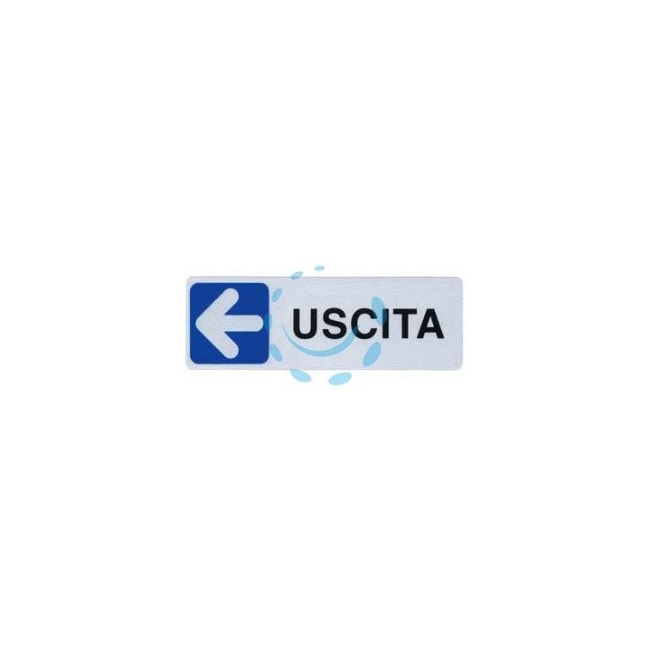 TARGHETTA ADESIVA "USCITA" (FRECCIA A SINISTRA) - cm.15X5h.