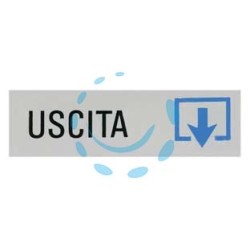 TARGHETTA ADESIVA "USCITA" (FRECCIA IN GIU') - cm.15x5h.
