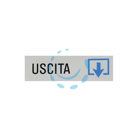 TARGHETTA ADESIVA "USCITA" (FRECCIA IN GIU') - cm.15x5h.