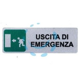TARGHETTA ADESIVA "USCITA DI EMERGENZA" (FRECCIA A SINISTRA) - cm.15x5h.