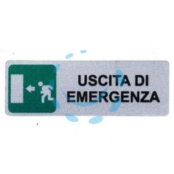 TARGHETTA ADESIVA "USCITA DI EMERGENZA" (FRECCIA A SINISTRA) - cm.15x5h.