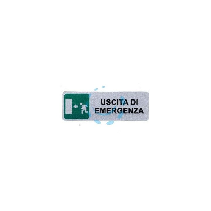 TARGHETTA ADESIVA "USCITA DI EMERGENZA" (FRECCIA A SINISTRA) - cm.15x5h.