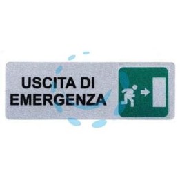 TARGHETTA ADESIVA "USCITA DI EMERGENZA" (FRECCIA A DESTRA) - cm.15x5h.