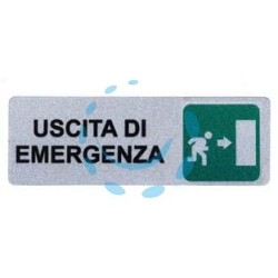 TARGHETTA ADESIVA "USCITA DI EMERGENZA" (FRECCIA A DESTRA) - cm.15x5h.