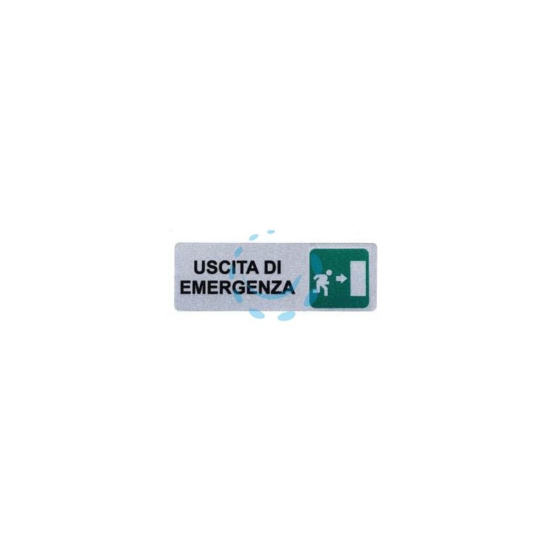 TARGHETTA ADESIVA "USCITA DI EMERGENZA" (FRECCIA A DESTRA) - cm.15x5h.