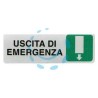 TARGHETTA ADESIVA "USCITA DI EMERGENZA" (FRECCIA IN GIU') - cm.15x5h.