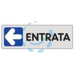 TARGHETTA ADESIVA "ENTRATA" (FRECCIA A SINISTRA) - cm.15X5h.