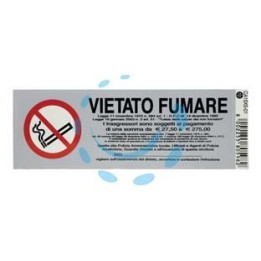 TARGHETTA ADESIVA "VIETATO FUMARE" CON NORMATIVA - cm.15x5h.