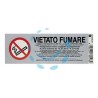 TARGHETTA ADESIVA "VIETATO FUMARE" CON NORMATIVA - cm.15x5h.