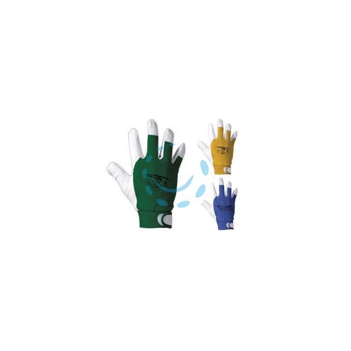 GUANTI DA LAVORO PELLE FIORE OVINA DORSO COTONE - tg. 9 giallo
